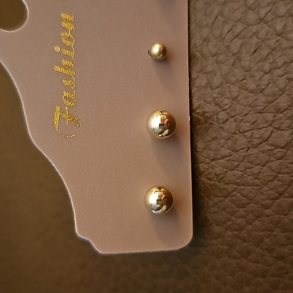 One Pair and Two Single 14k and one Sterling Silver Ball Post Stud Earrings - Picture 2 of 8